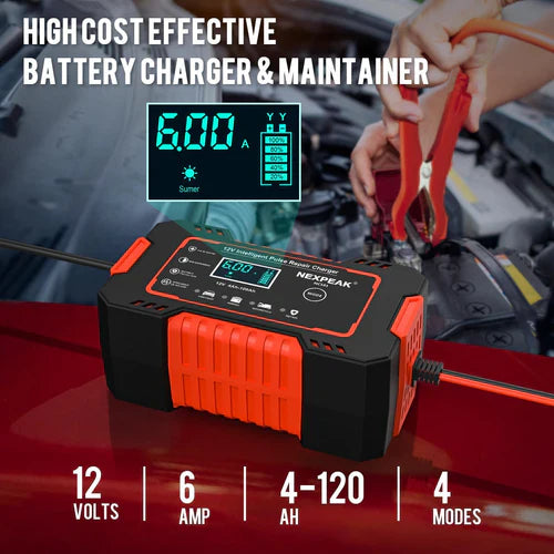 ¡No te quedes varado! Cargador de Batería 12V para Carro y Moto – Envío GRATIS y Pago Contra Entrega
