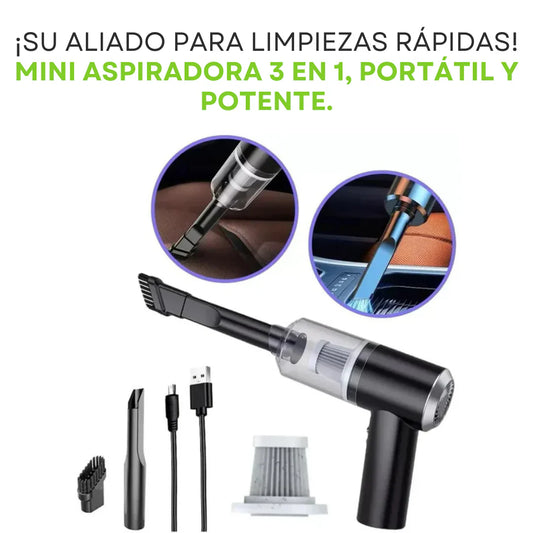 Mini Aspiradora Portátil 3 en 1 – ¡Potencia, Comodidad y Limpieza al Instante!