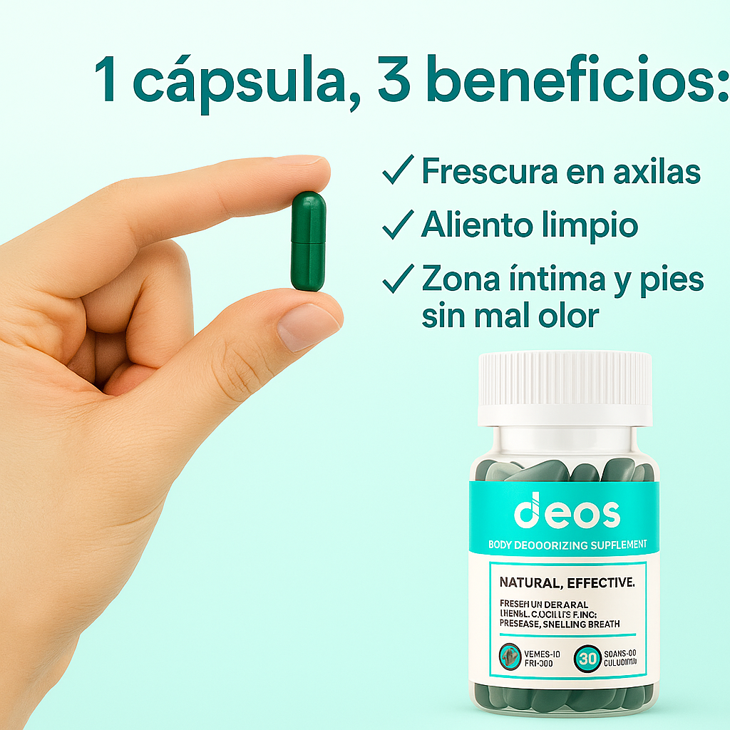 ✨ Revoluciona tu rutina de cuidado personal con Deos – el desodorante en cápsulas inteligente y práctico.