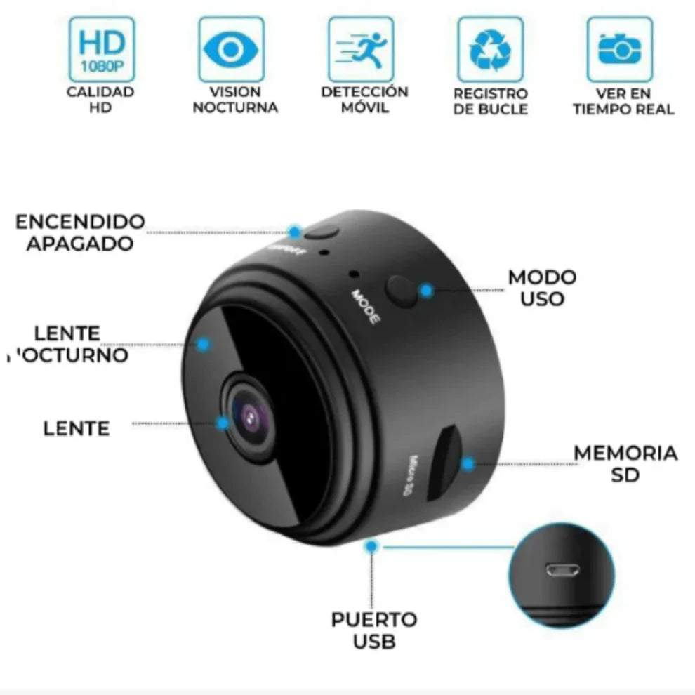 📷 Mini Cámara Espía WiFi – ¡Seguridad y vigilancia en la palma de tu mano!